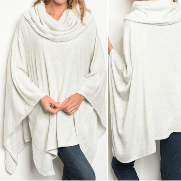 Trend Setter Diva Boutique Item Sweaters - LAST 1 OATMEAL COWL NECK KNIT TUNIC PONCHO SWEATER
